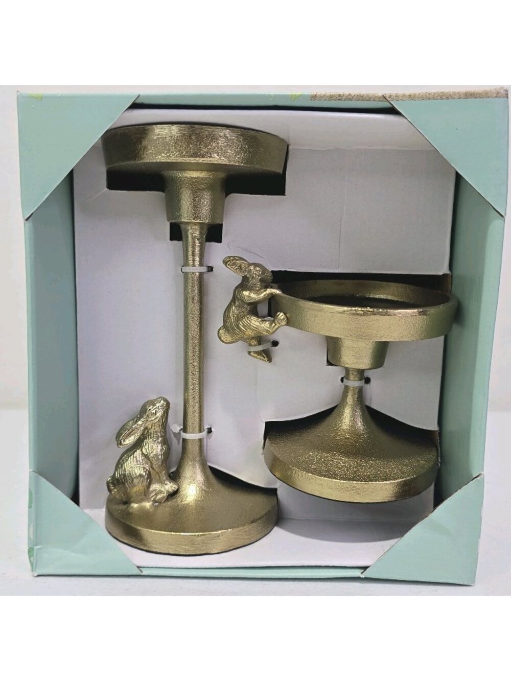 Set Of 2 KIRKTON HOUSE Metal Climbing Easter Bunnies Candle Holders NEW